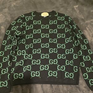 Gucci GG MonogramBlack Crewneck Sweater | Size L